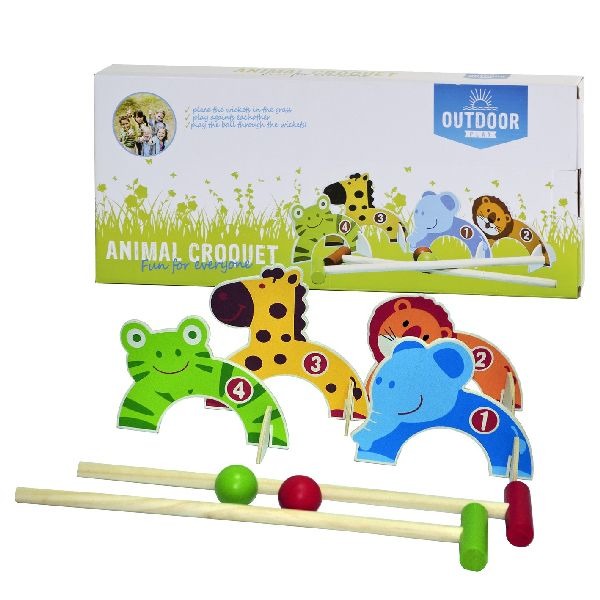 Outdoor Play Animal Croquet Set - Wooden Game for Kids