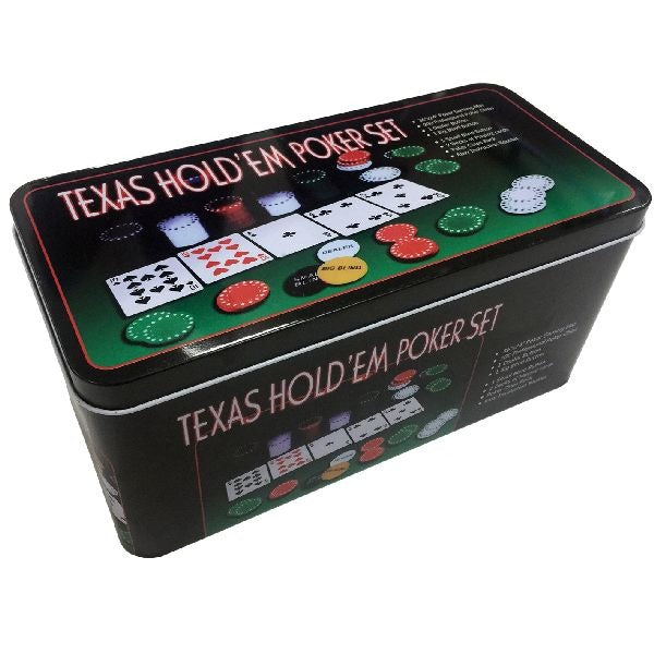 Complete Poker Set in Storage Tin - 200 Chips, 2 Decks of Cards - Ages 12+