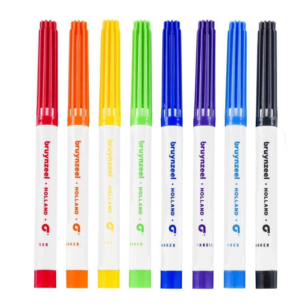 Bruynzeel Textile Markers Set of 8 Colors for Fabric Decoration