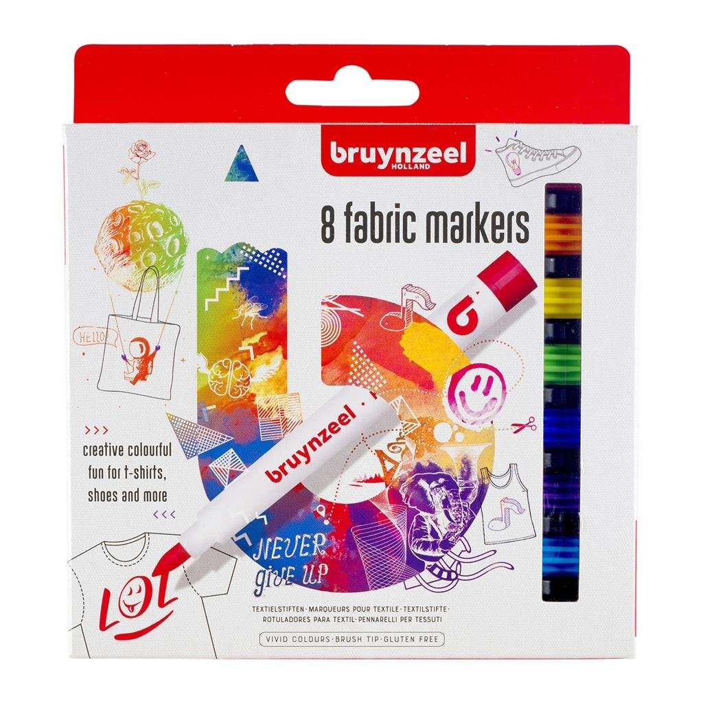Bruynzeel Textile Markers Set of 8 Colors for Fabric Decoration