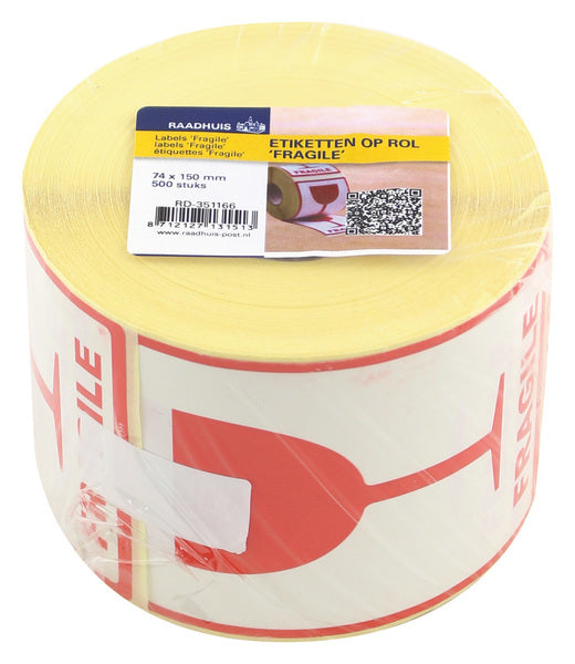 Town Hall RD-351166 Label 74x105mm 500 Pieces - Self-Adhesive Warning Labels for Glass