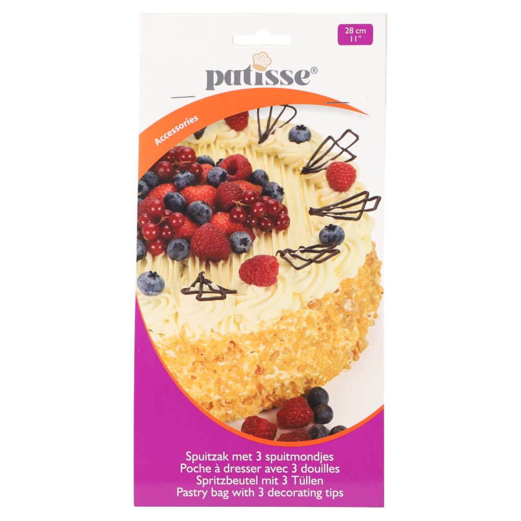 Patisse Piping Bag with 3 Nozzles 28 cm White Cotton