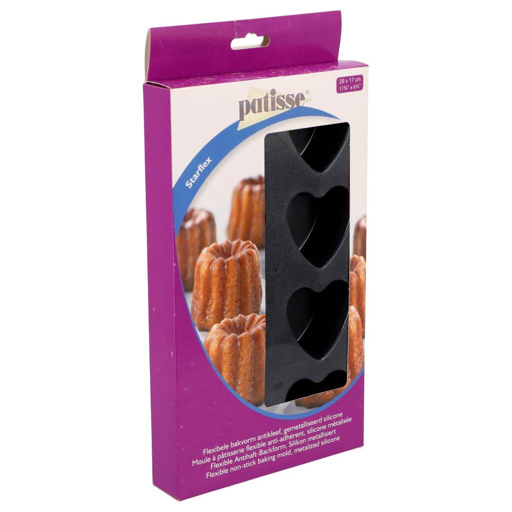 Patisse Mini Heart Molds 8 Compartments 29x17 cm Black Silicone