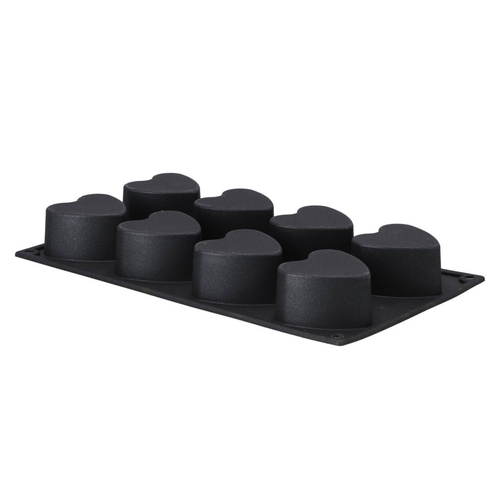 Patisse Mini Heart Molds 8 Compartments 29x17 cm Black Silicone