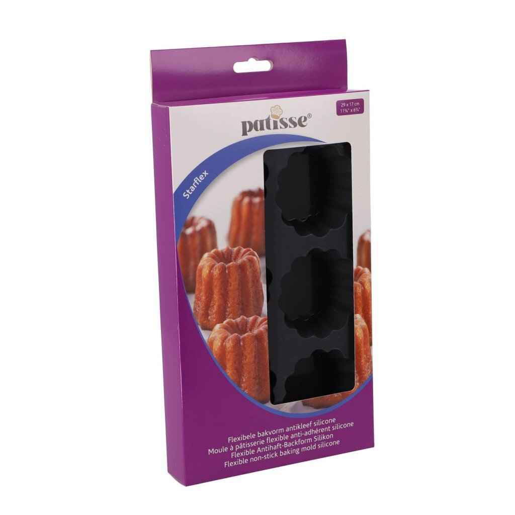 Patisse Mini Cake Pan 6 Compartments 29x17 cm Black Silicone