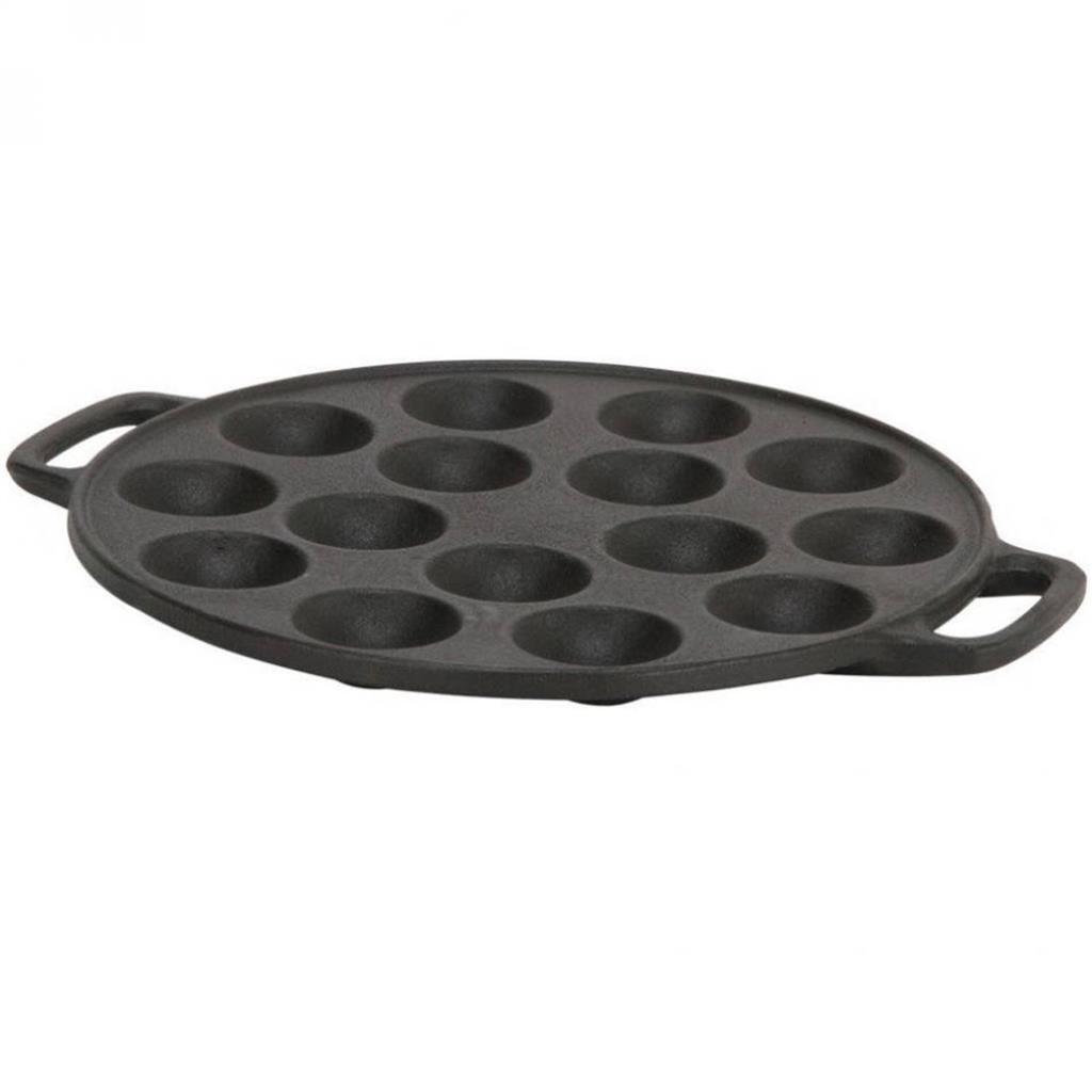 Imperial Kitchen Cast Iron Poffertjes Pan Black - 15 Mini Pancakes - Gas, Electric