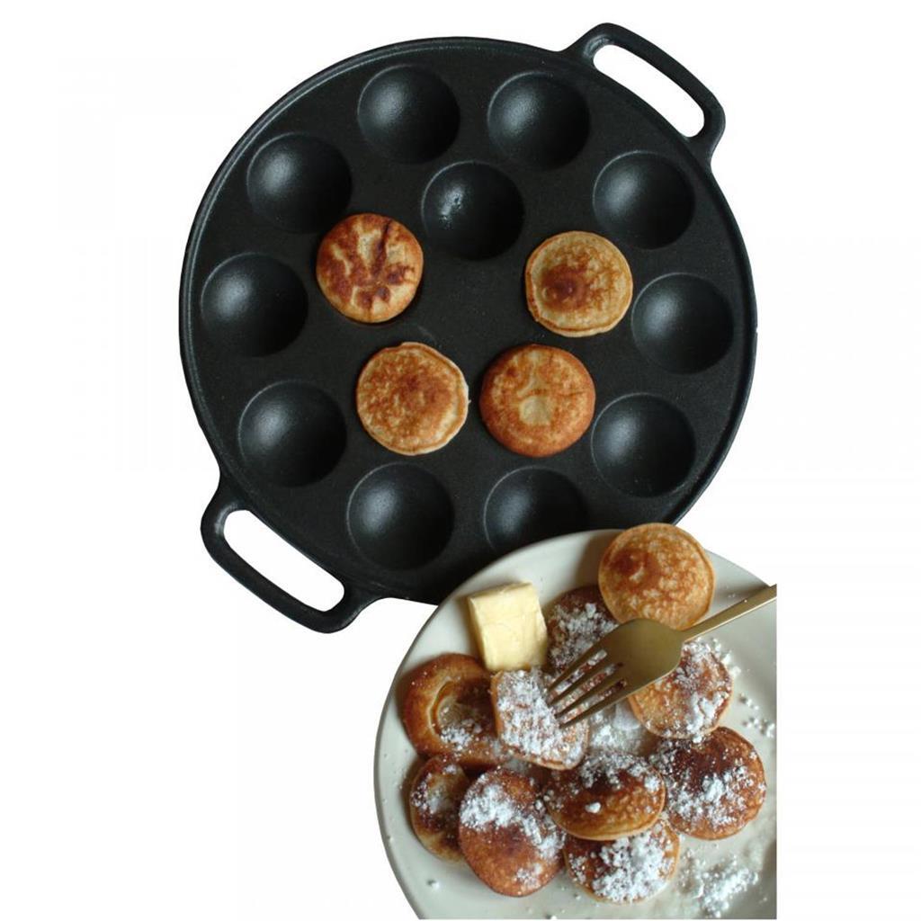 Imperial Kitchen Cast Iron Poffertjes Pan Black - 15 Mini Pancakes - Gas, Electric