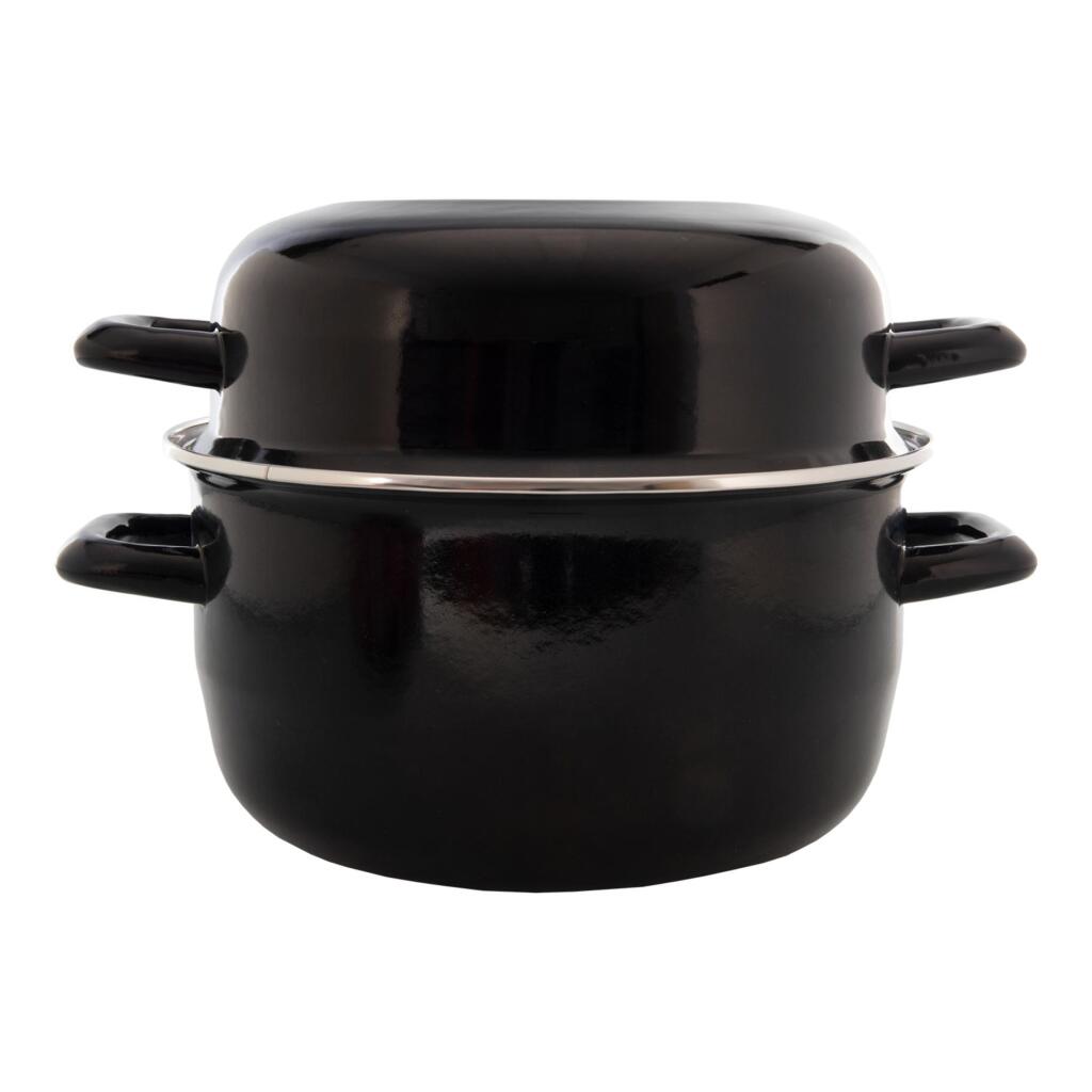 Enamel Mussel Pot 24 cm Black