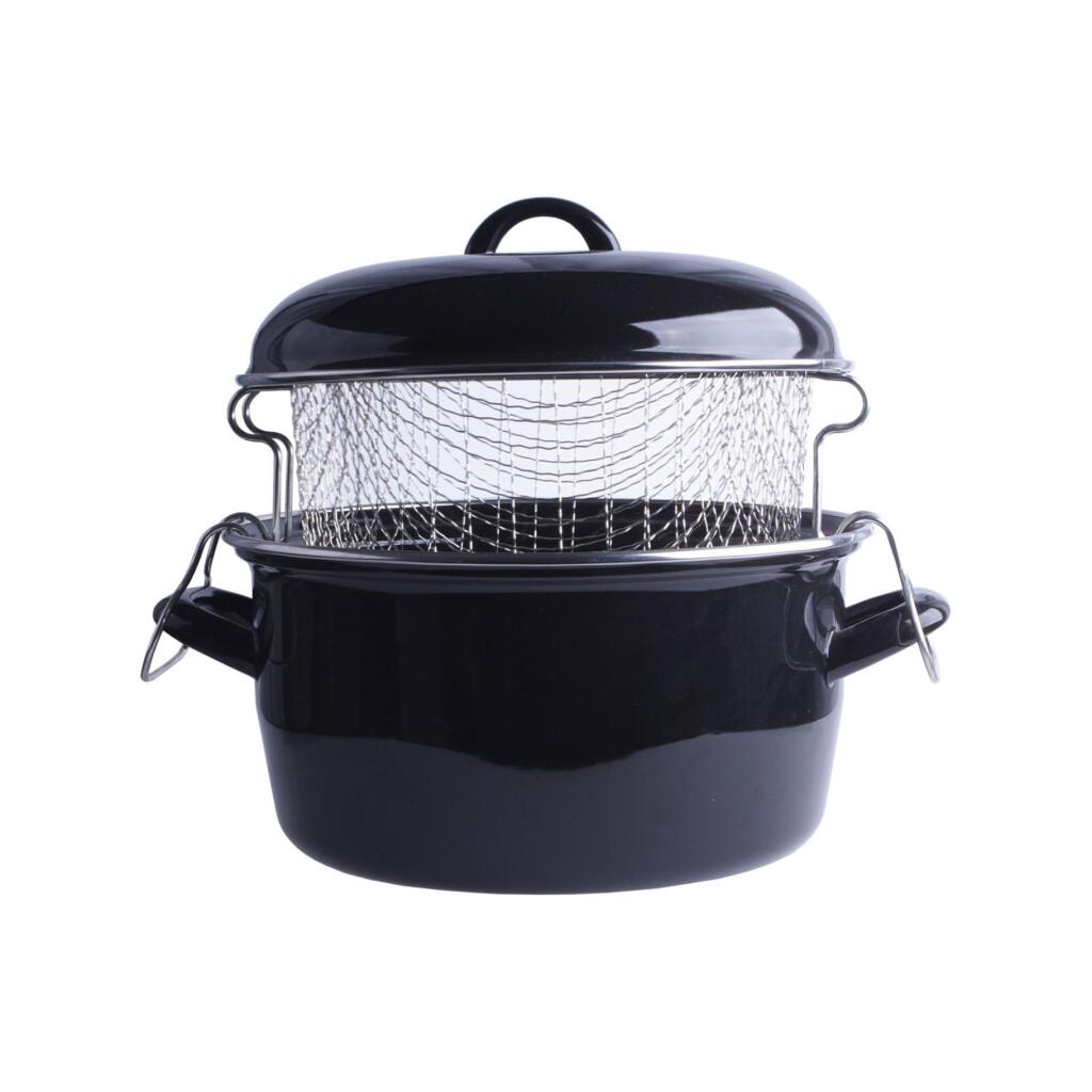 Enamel Deep Fryer with Insert 24 cm Black