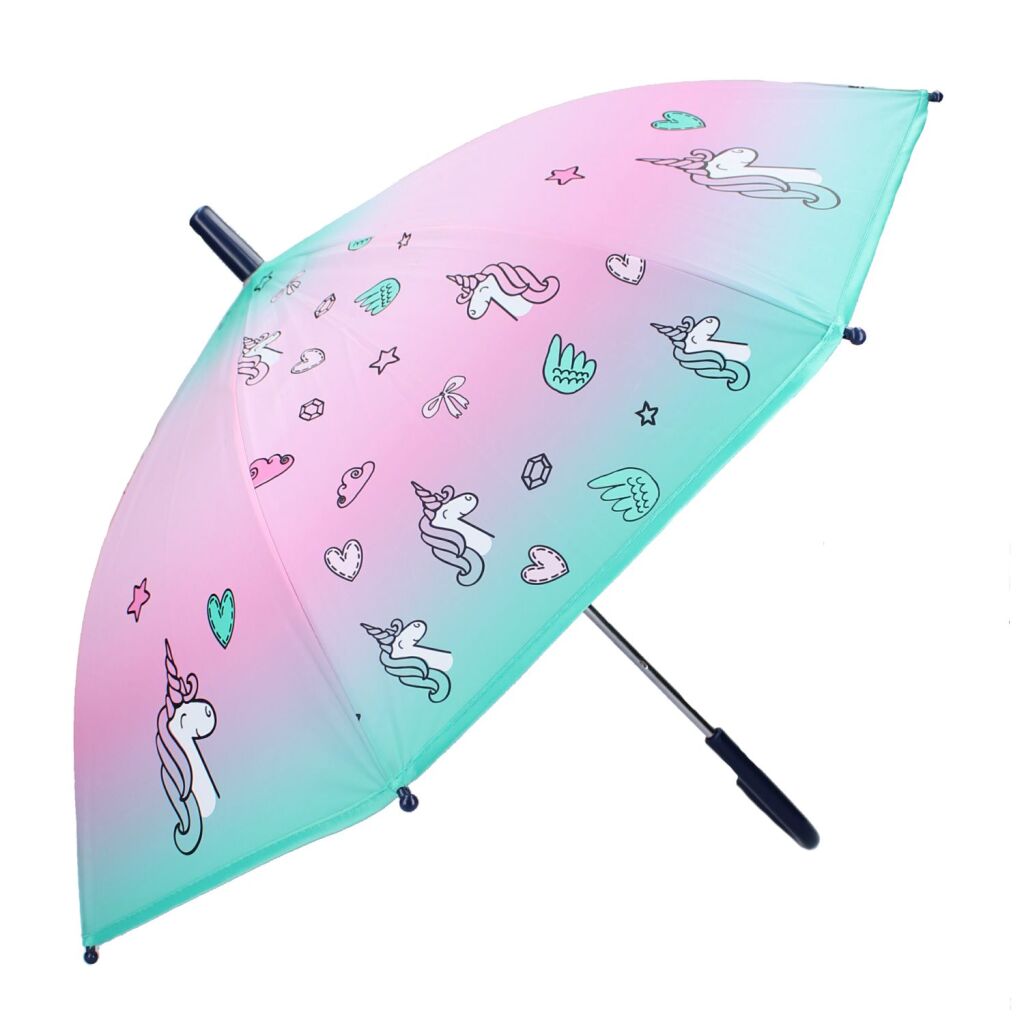 Unicorn Umbrella 24 inches Pink/Blue - Kid's Stick Umbrella