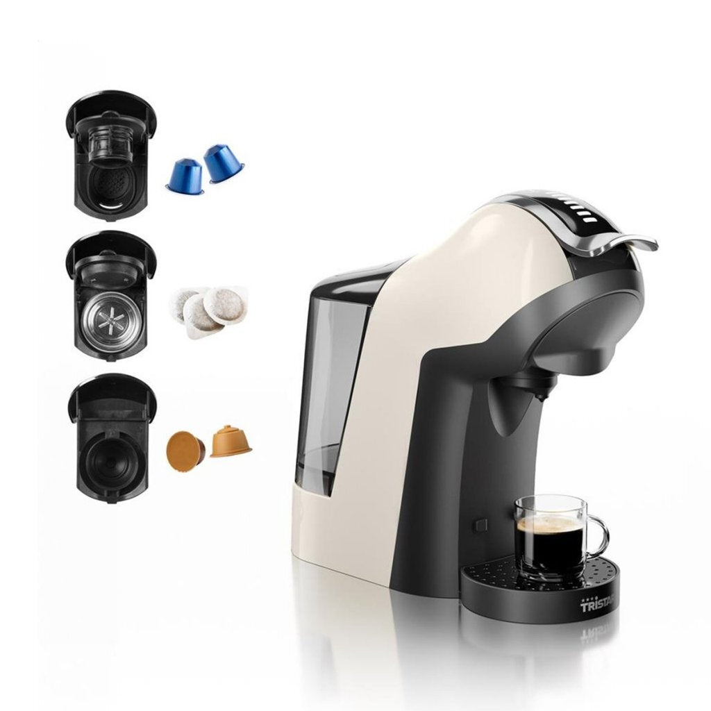 Tristar CM-2301 Coffee Capsule Machine Cream/Black - Compatible with Nespresso, Dolce Gusto