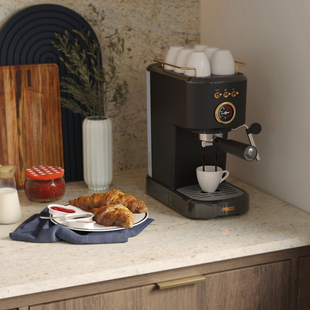 Princess E249417 Espresso Machine Black/Gold 1100W 20 Bar