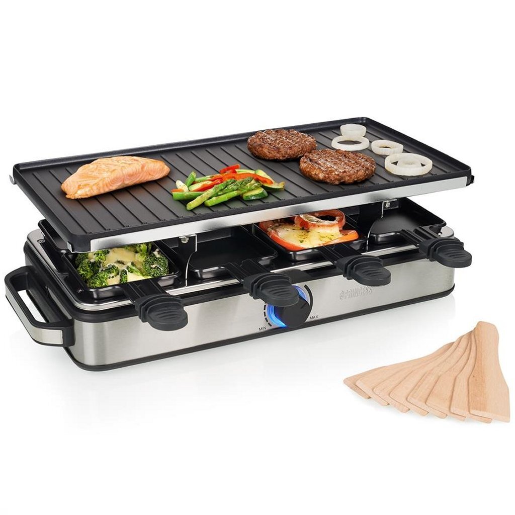 Princess 162645 Raclette 8 Grill Deluxe Black/Stainless Steel
