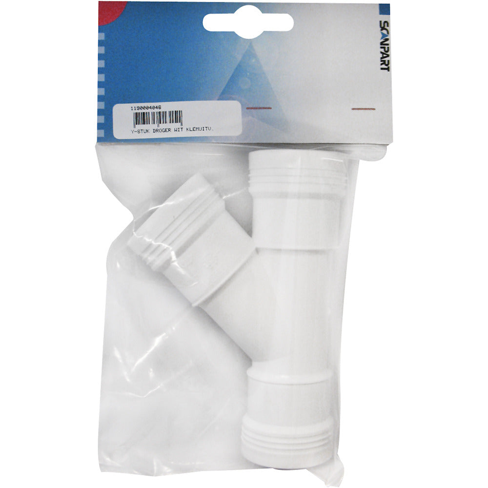 Scanpart Y-piece Dryer White Clamp Version - Washer & Dryer Accessory