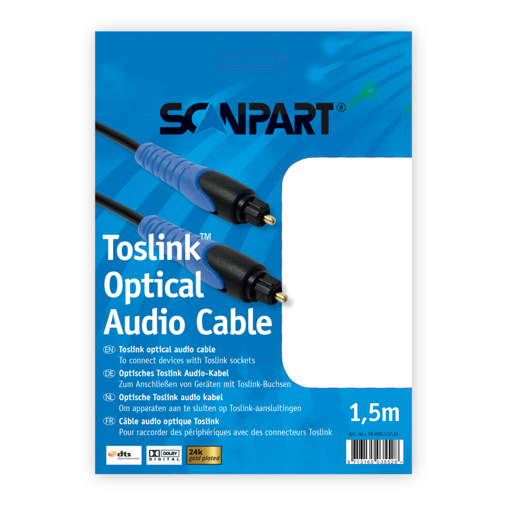 Scanpart Toslink Optical Cable 1.5 m - ODT Plug