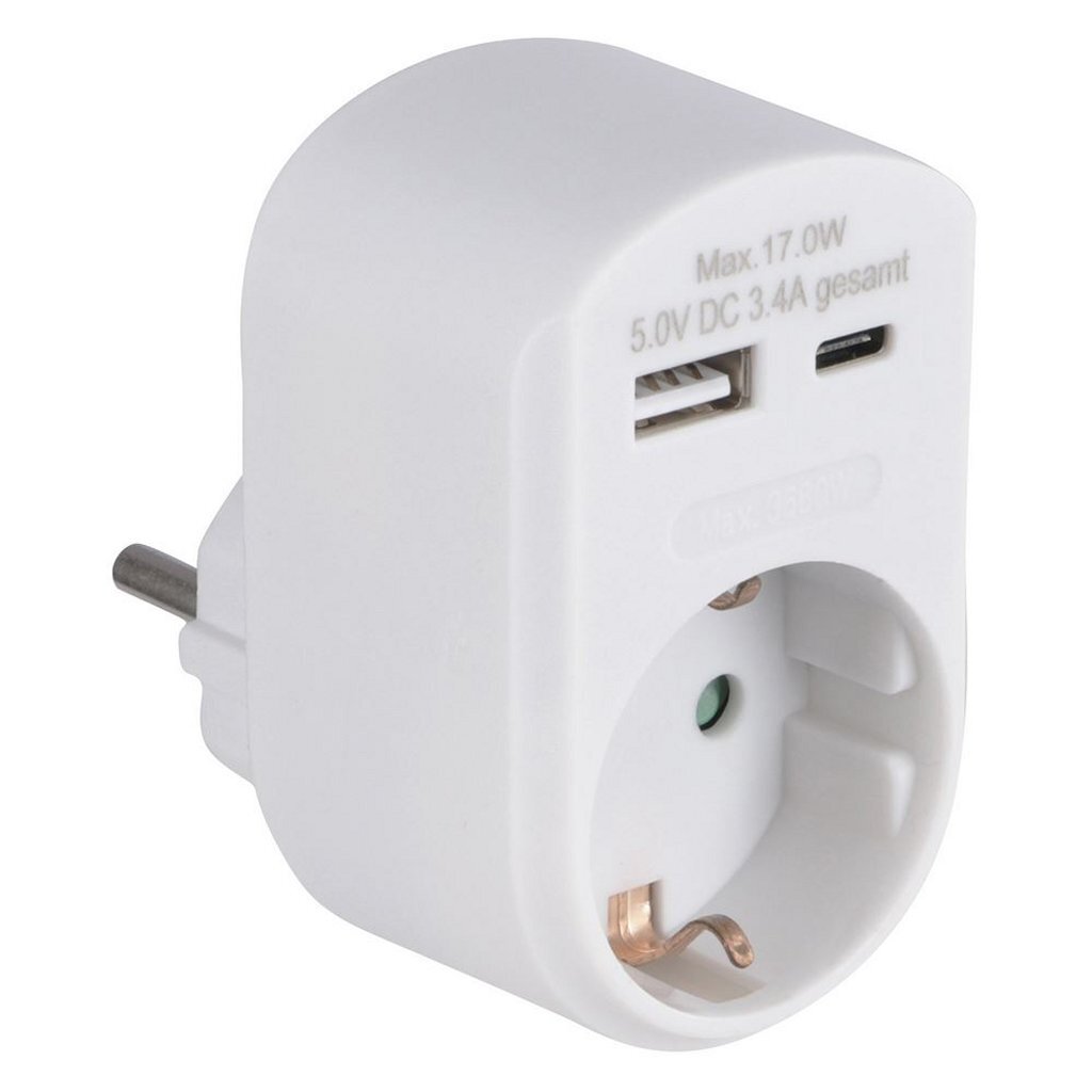 Scanpart Pass-through Plug 1x USB-A + 1x USB-C White