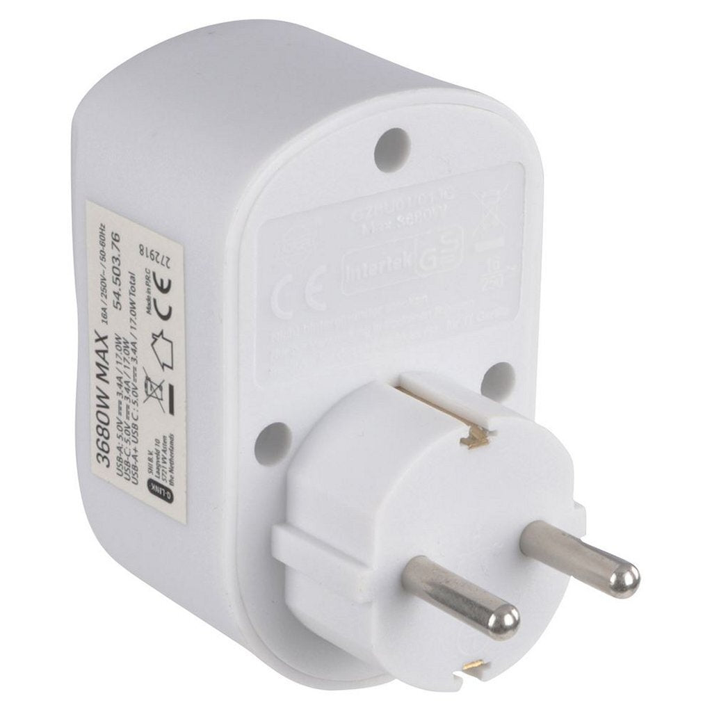 Scanpart Pass-through Plug 1x USB-A + 1x USB-C White