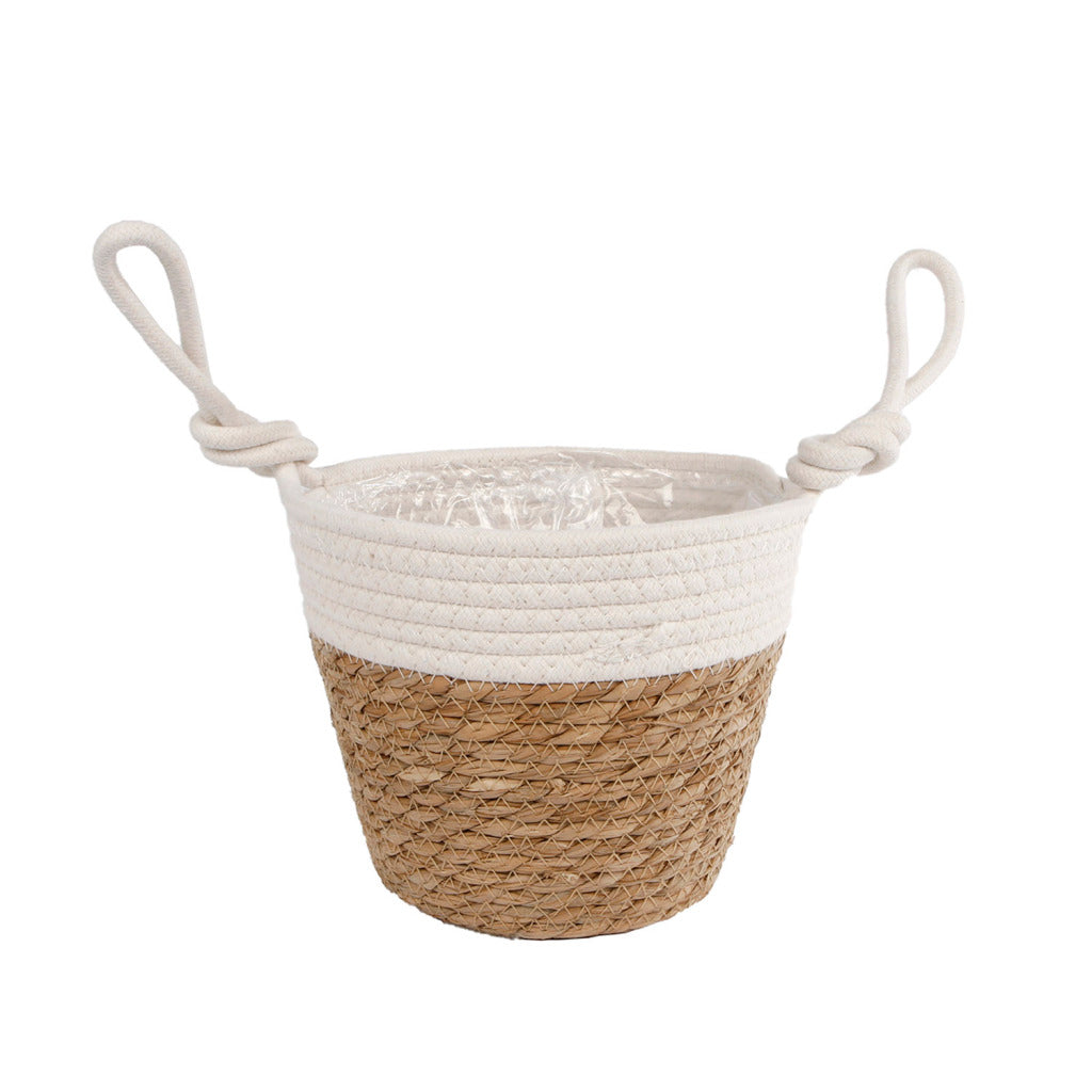 Blois Wicker Plant Basket 20x14x30 cm Natural/White