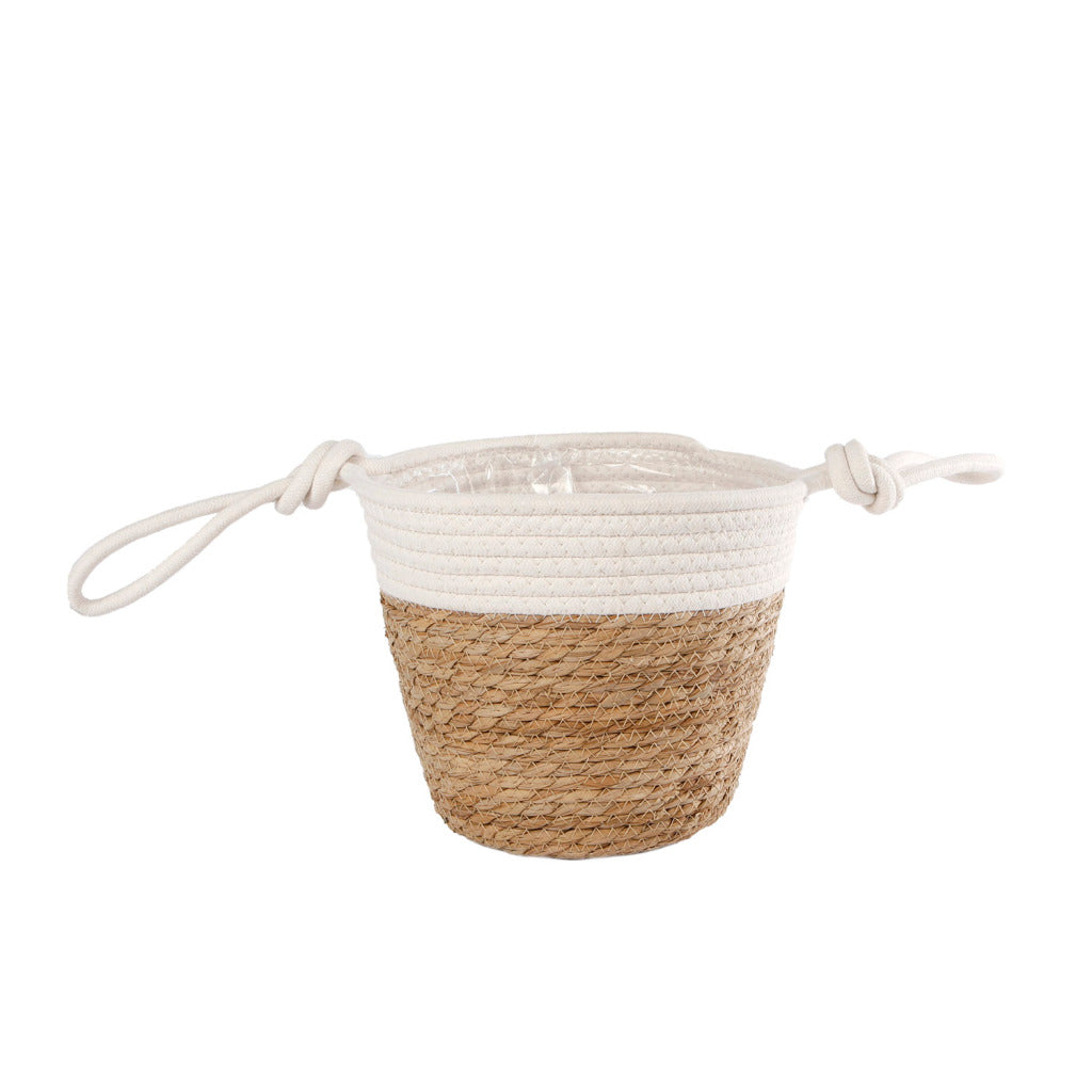 Blois Wicker Plant Basket 23x17x35 cm Natural/White