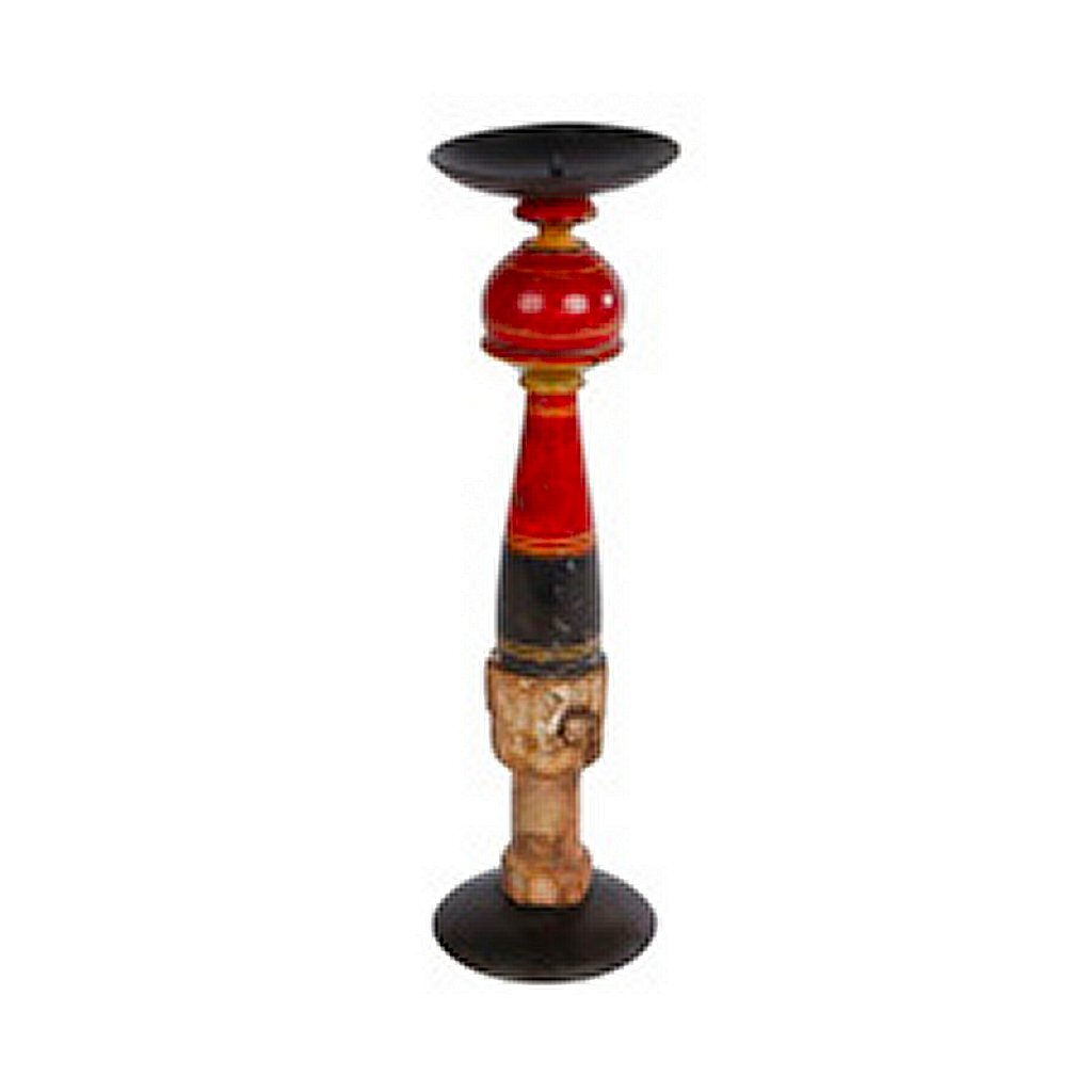 Sam Candle Holder Mixed Colours Recycled Wood 8x8x25 cm