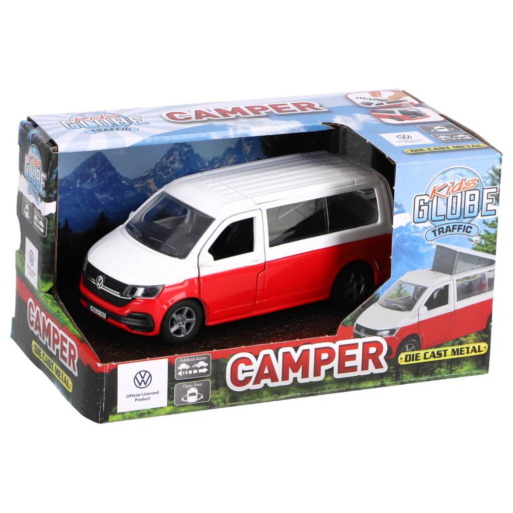 Kids Globe Traffic Volkswagen Transporter Camper - 13.5 cm - Red/White