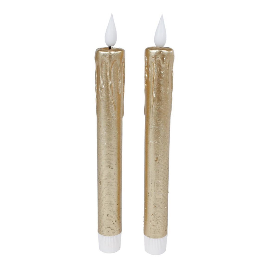 LED Candles + Remote Control 2 Pieces Gold