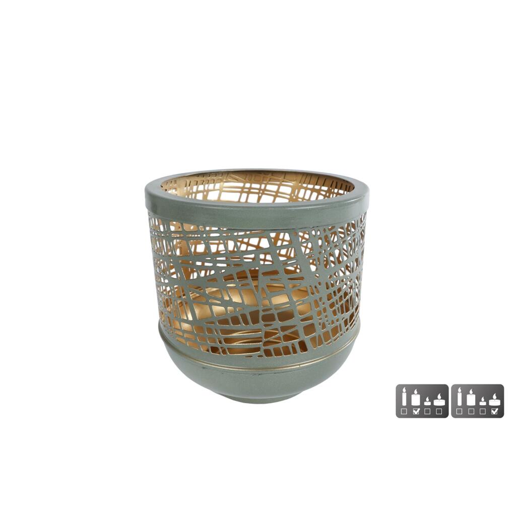 Metal Lantern Heidi 14x14x14 cm Sage Green/Gold