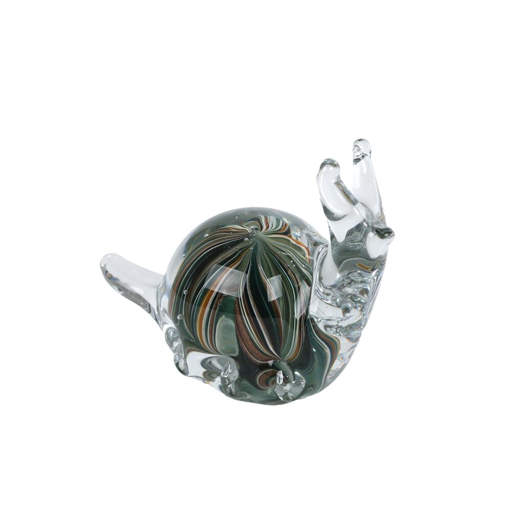Glass Snail Sculpture 12.5x6.5x9.5 cm Brown/Green