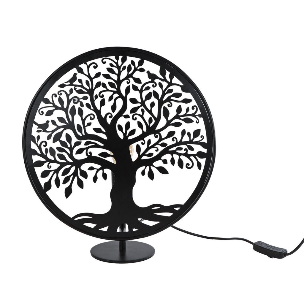 Table Lamp Tree of Life Round 34x13x37 cm Black/Metal