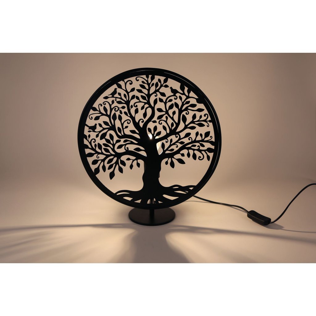 Table Lamp Tree of Life Round 34x13x37 cm Black/Metal