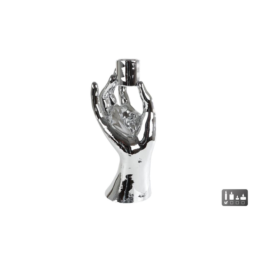 Hand Candlestick 10x8x21 cm Silver
