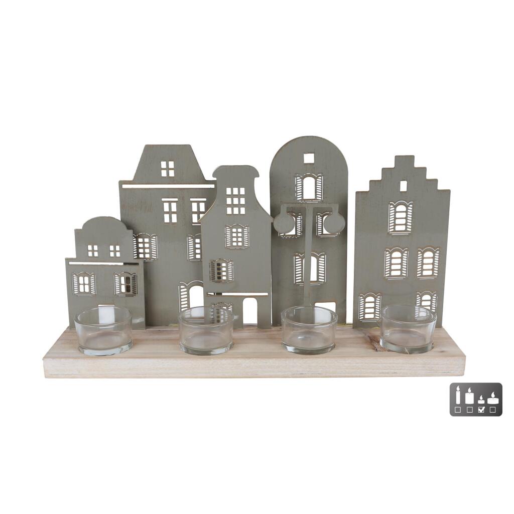 Dutch Street Tealight Holder 38x8.5x20 cm Sage Green