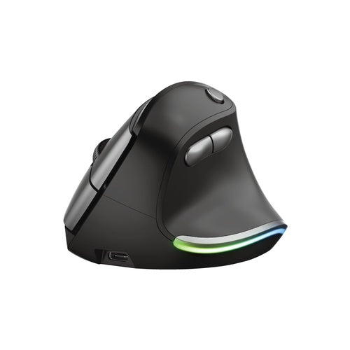 Trust Bayo - Vertikale Maus - ergonomisch - Für Rechtshänder - optisch - 6 Tasten - kabellos - 2.4 GHz - kabelloser Empfänger (USB) afbeelding 1