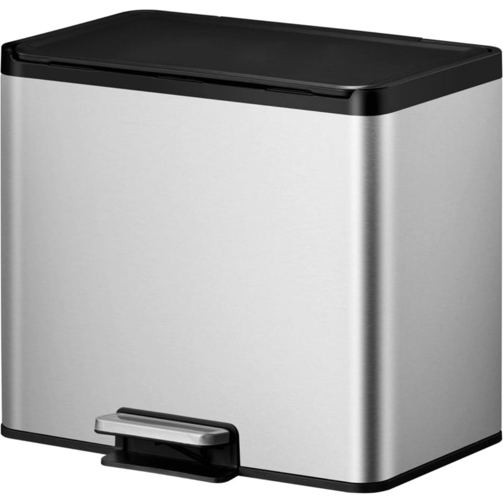 EKO Essential Recycling Pedal Bin 2x15L Matte Stainless Steel