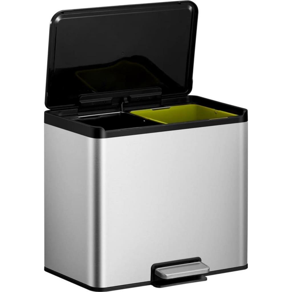 EKO Essential Recycling Pedal Bin 2x15L Matte Stainless Steel