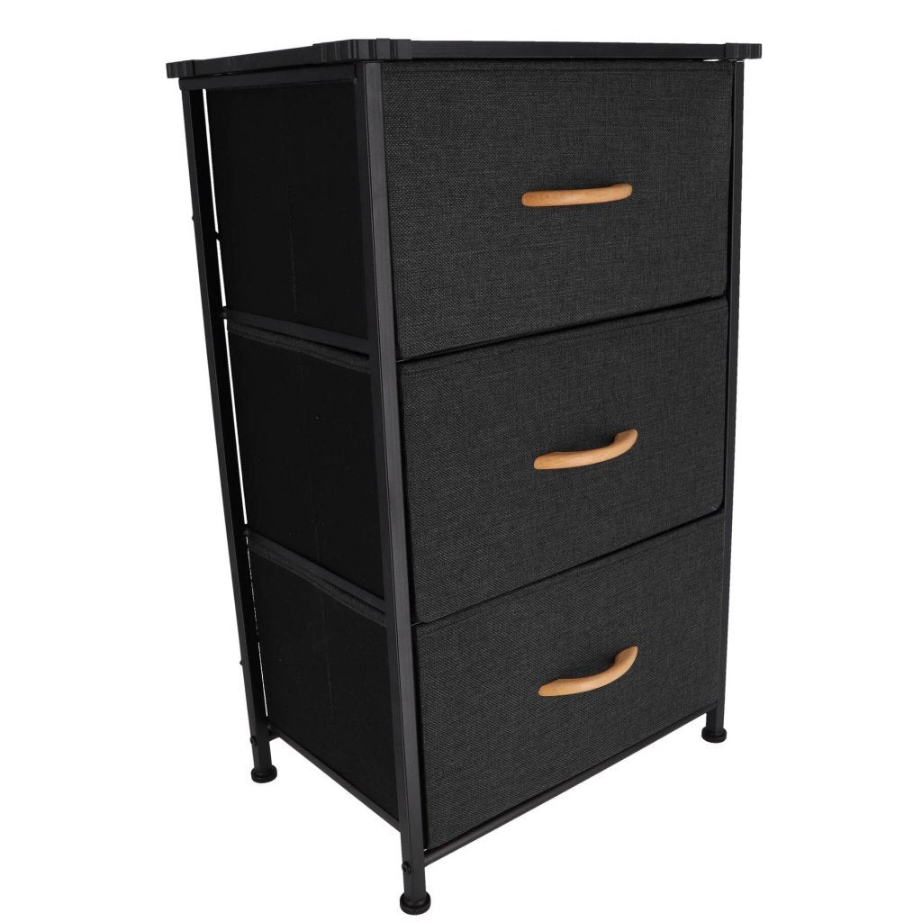 Folding Cabinet with 3 Drawers and Iron Frame 45x30x73 cm Black