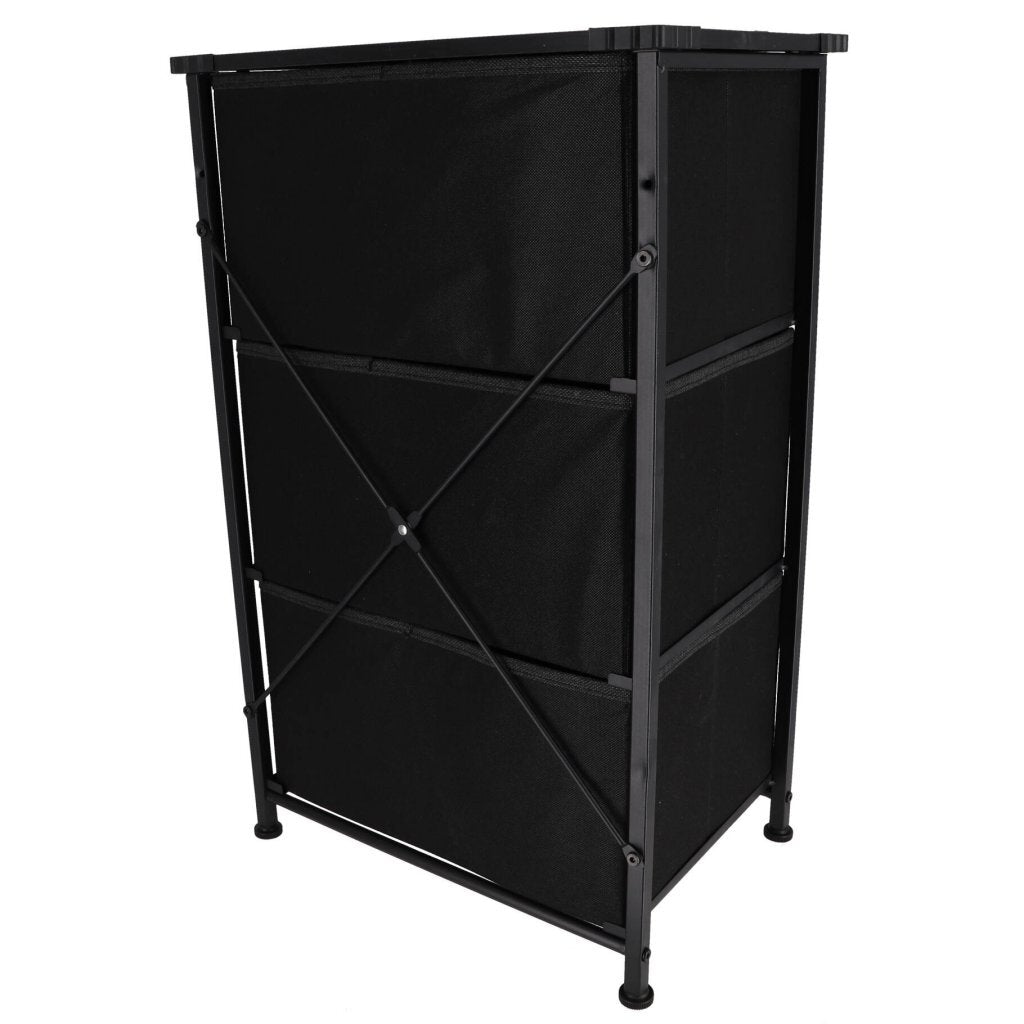 Folding Cabinet with 3 Drawers and Iron Frame 45x30x73 cm Black