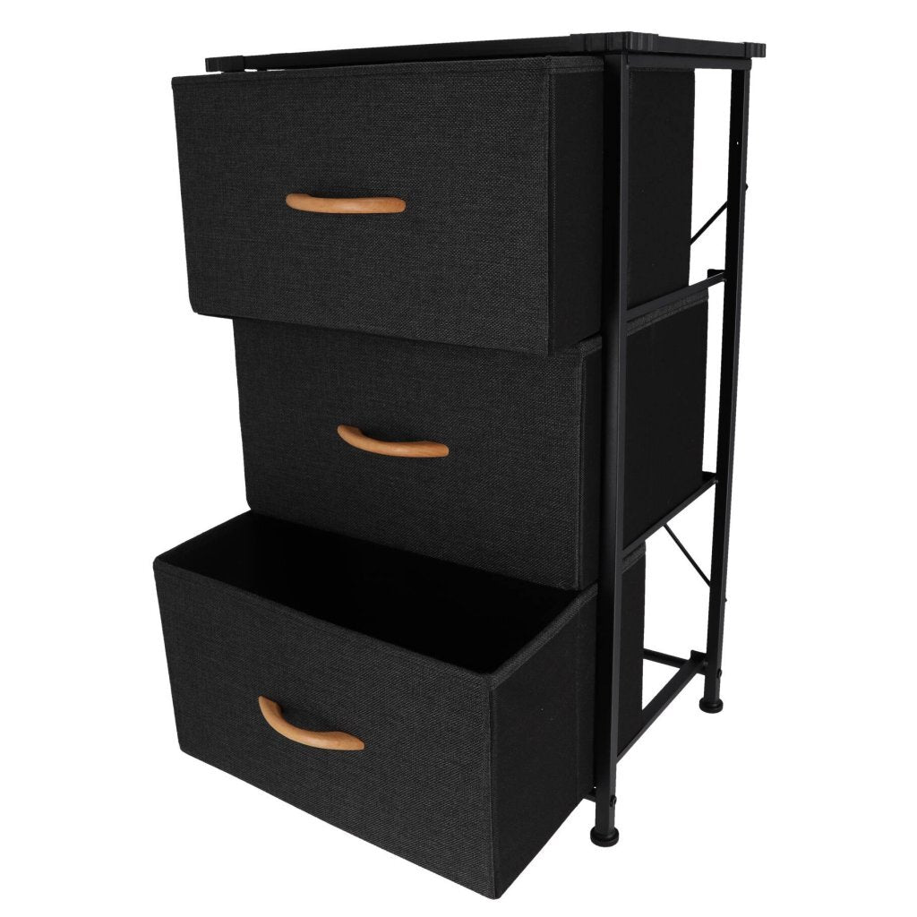 Folding Cabinet with 3 Drawers and Iron Frame 45x30x73 cm Black