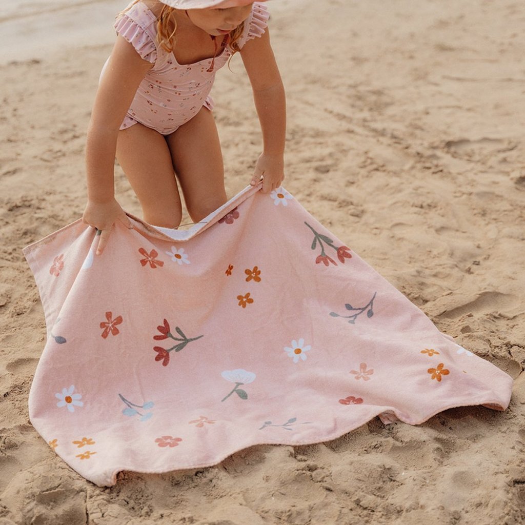 Little Dutch Pink Flowers Beach Towel 60x120 cm Light Pink