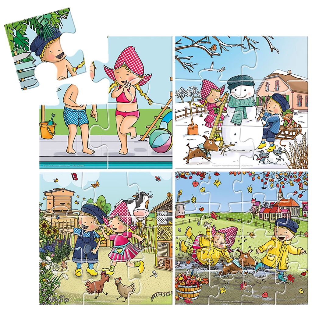 Fien and Teun 4-in-1 Puzzle 4-16 Pieces - Educational Puzzles for Kids
