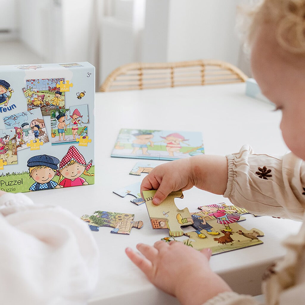 Fien and Teun 4-in-1 Puzzle 4-16 Pieces - Educational Puzzles for Kids