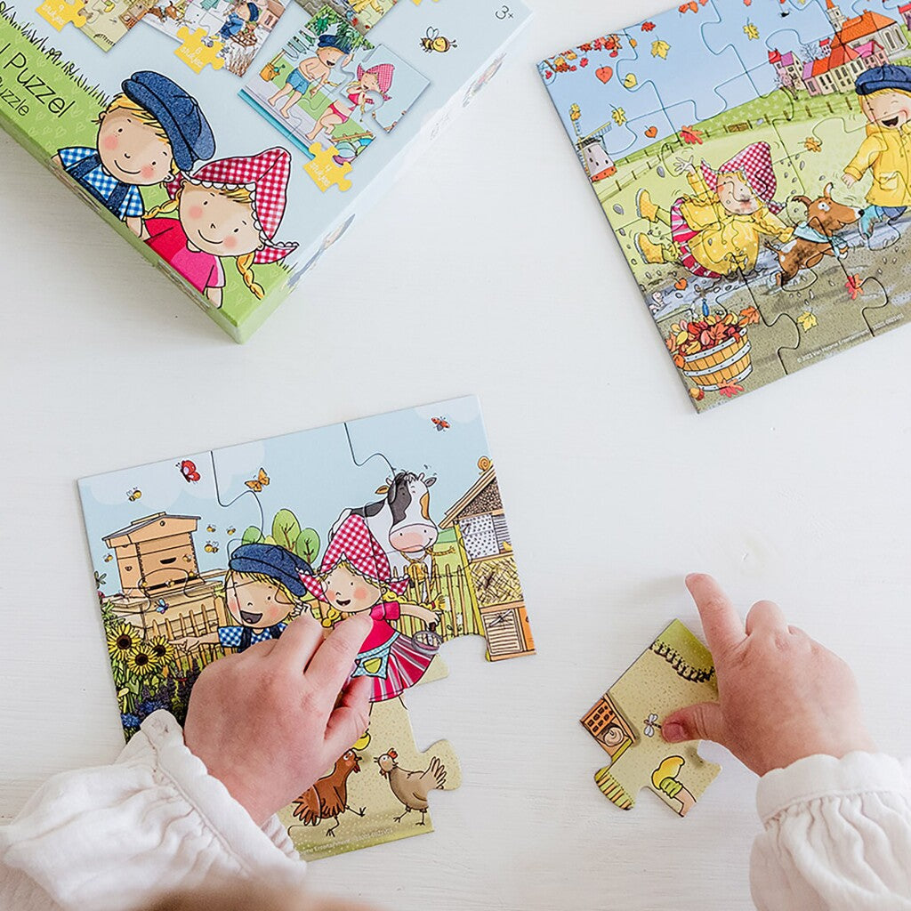 Fien and Teun 4-in-1 Puzzle 4-16 Pieces - Educational Puzzles for Kids