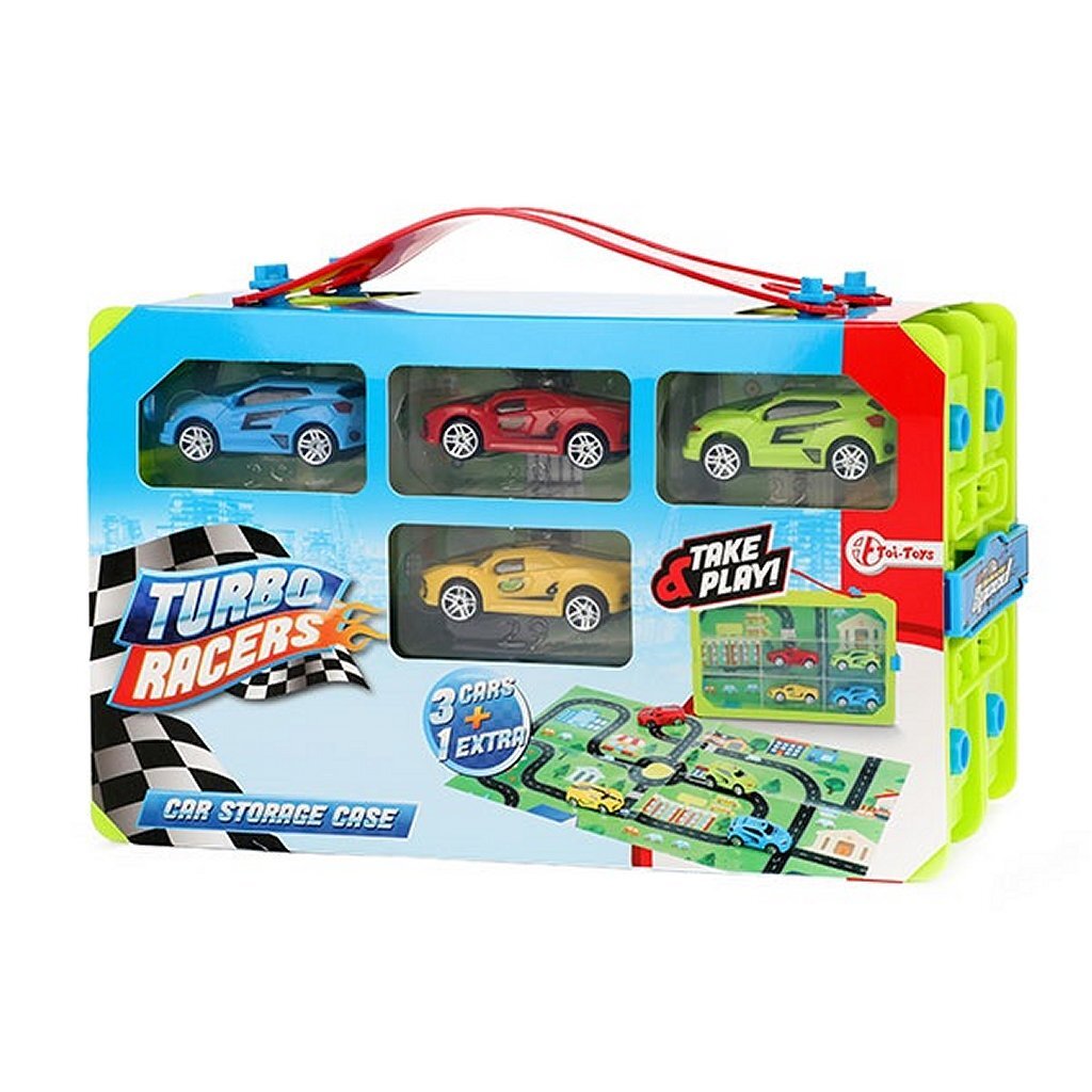 Turbo Racers Collector's Case with 4 Cars and Play Poster