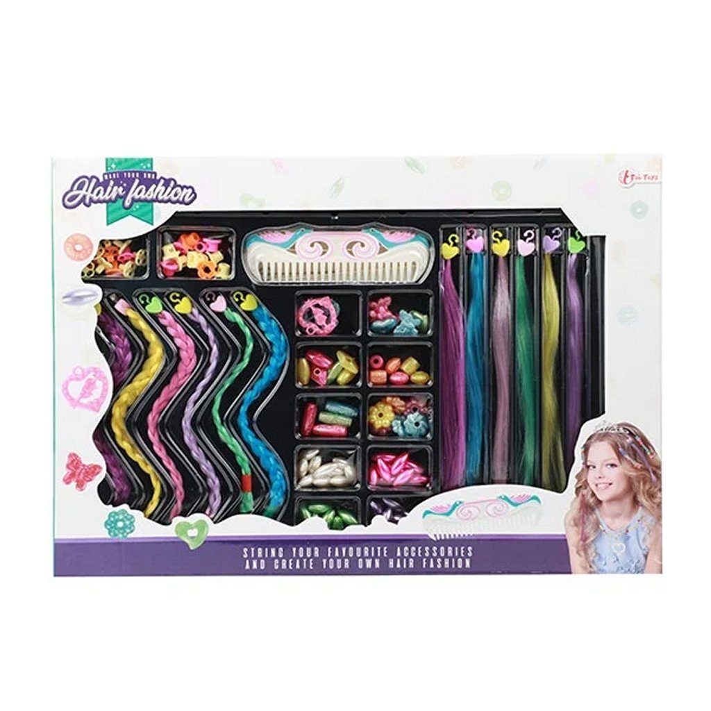 Toi-Toys Hair Set with Colourful Clips and Beads for Party Hairstyles