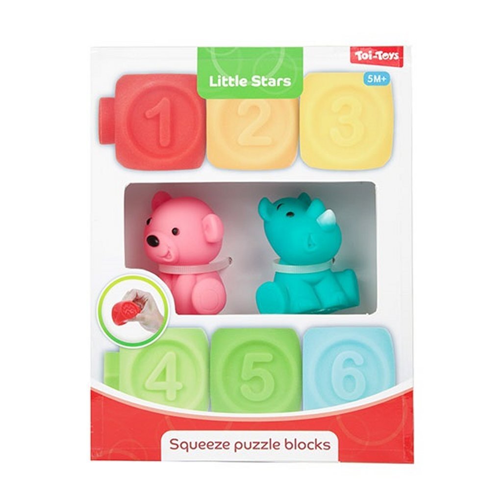 Little Stars Baby Stacking Blocks 6 Pieces + 2 Animals
