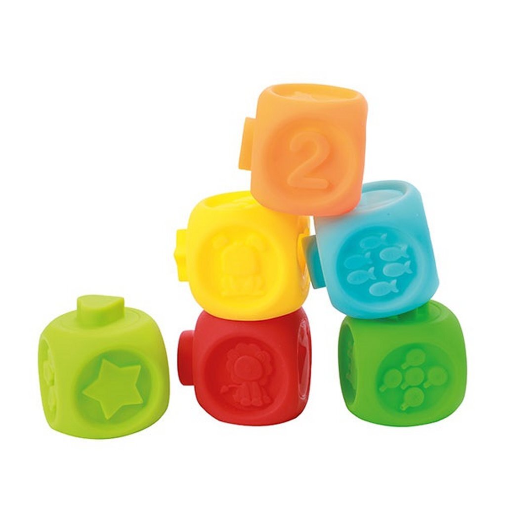 Little Stars Baby Stacking Blocks 6 Pieces + 2 Animals