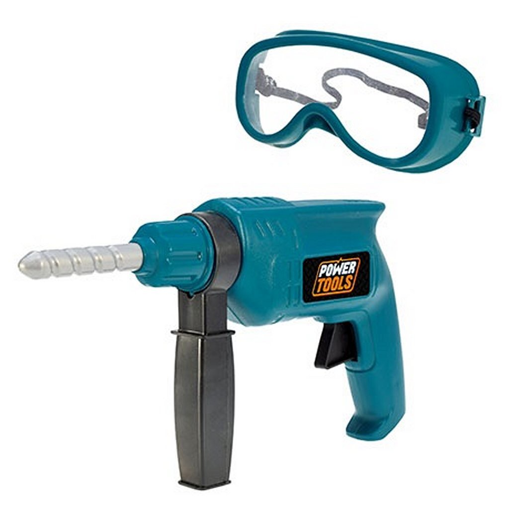 Power Tools Drill with Safety Glasses - Toy Drill for Kids - Ages 3+