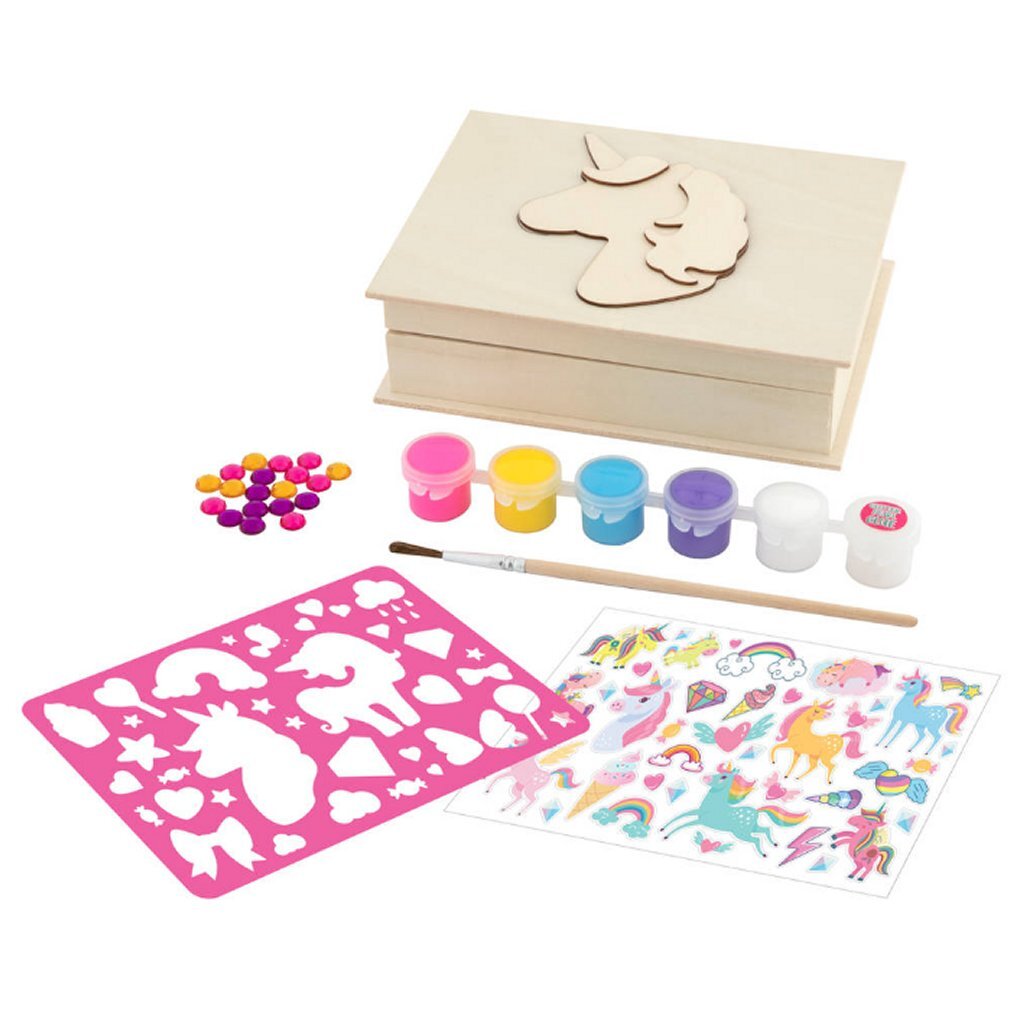 Grafix XO Style Unicorn Wooden Jewelry Box Making - Craft Kit for Kids