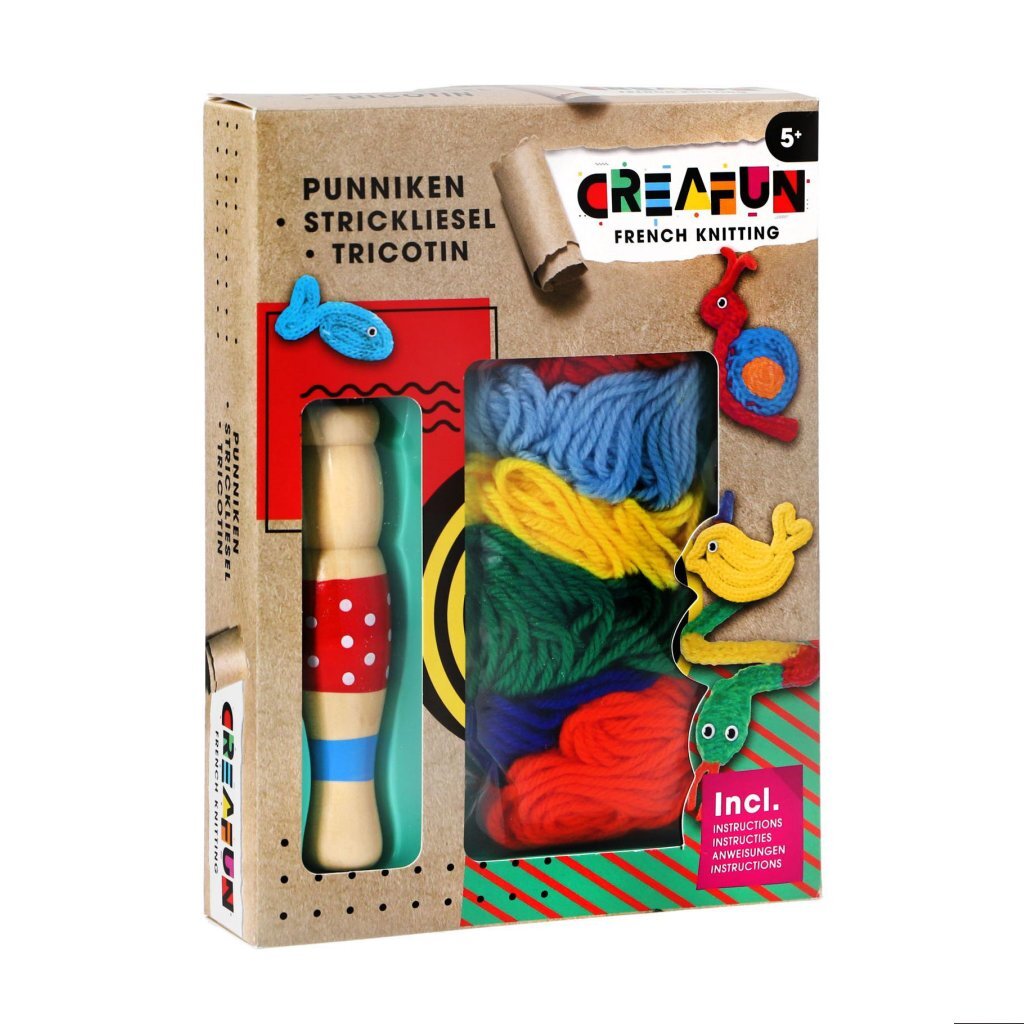 Creafun Knitting Set - Includes Spool, Hook, and Yarn for Ages 5+