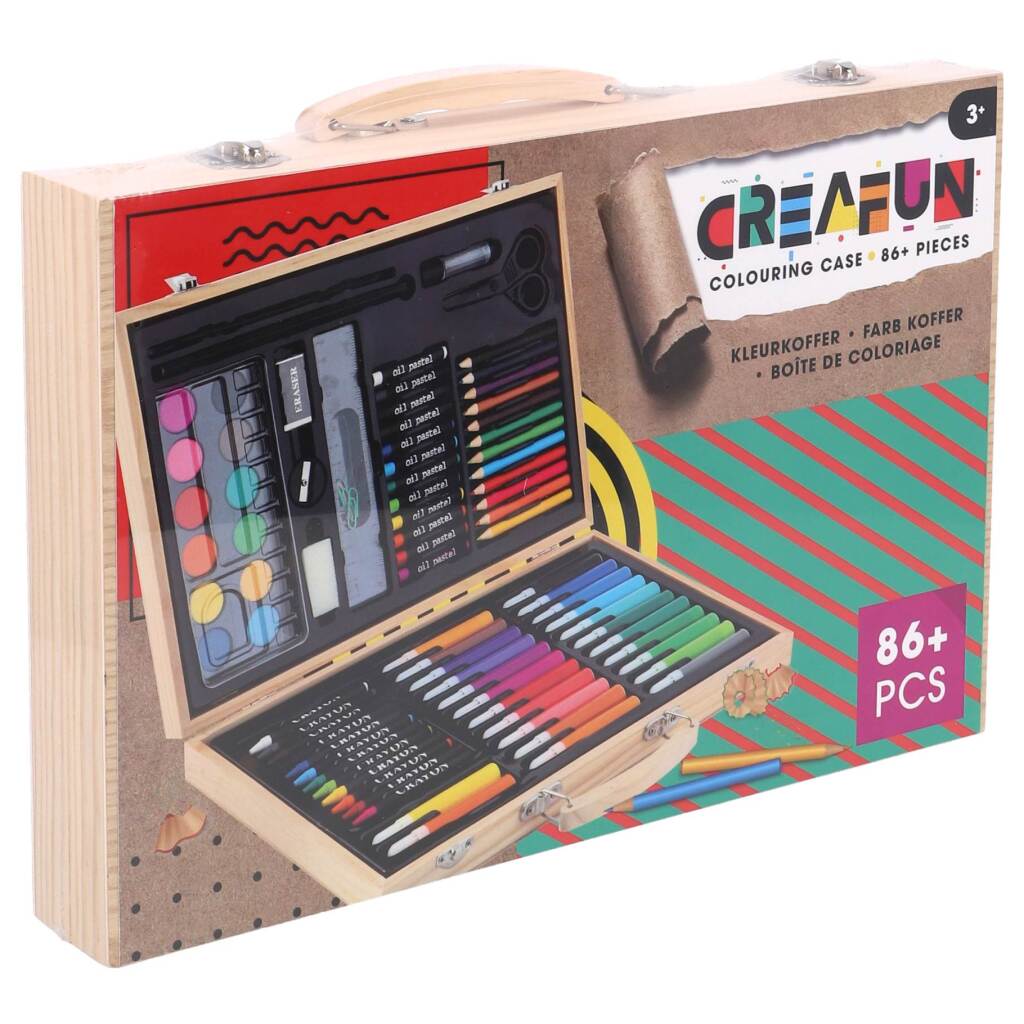 Creafun Wooden Coloring Case 86-piece - Suitable for Ages 4+